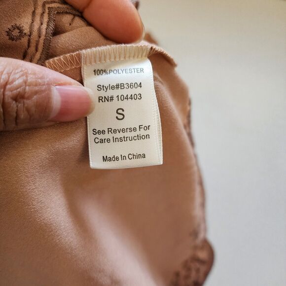 Blu Pepper For Anthropologie Dress Womens Small Brown Embroidered Flutter Sleeve - Picture 5 of 8